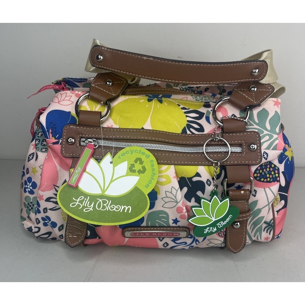 NEW Lily Bloom Landon Satchel Tropical Pineapple Flamingo Handbag Purse MSRP $65